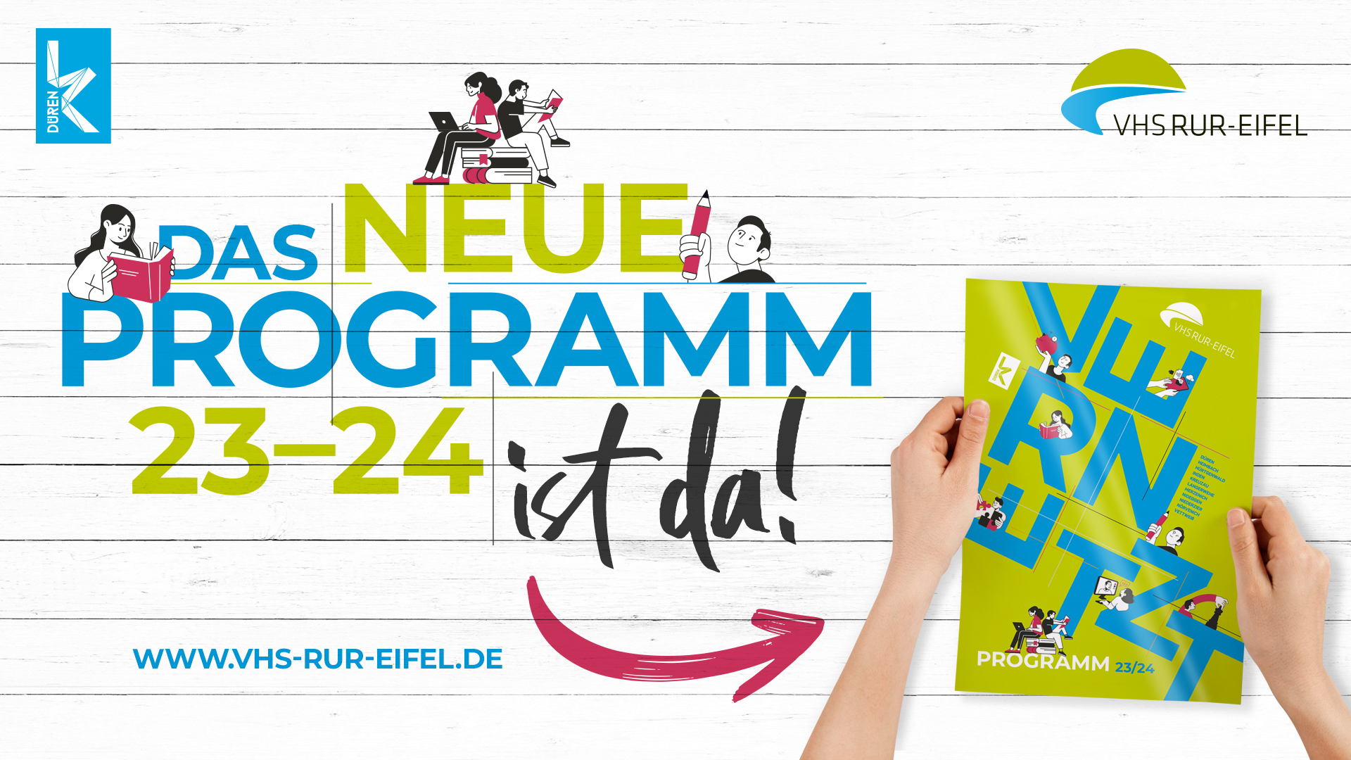 Bild mit Cover "Vernetzt" des neuen Programmhefts 2023/24 der VHS Rur-Eifel 
